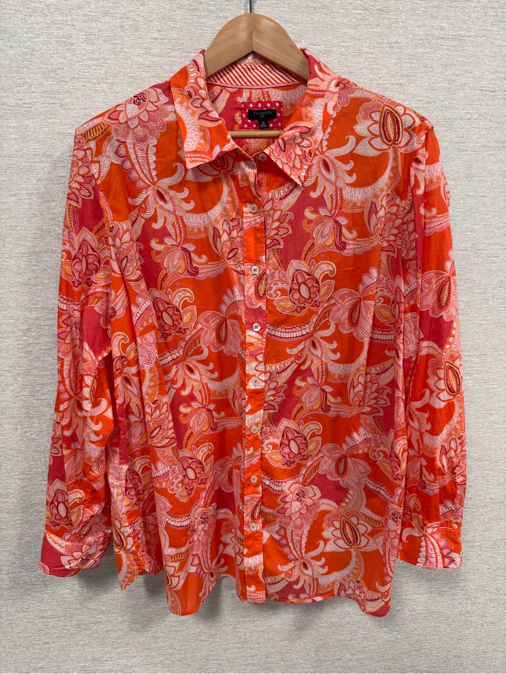 Talbots Orange and Pink Paisley Button-Down Shirt